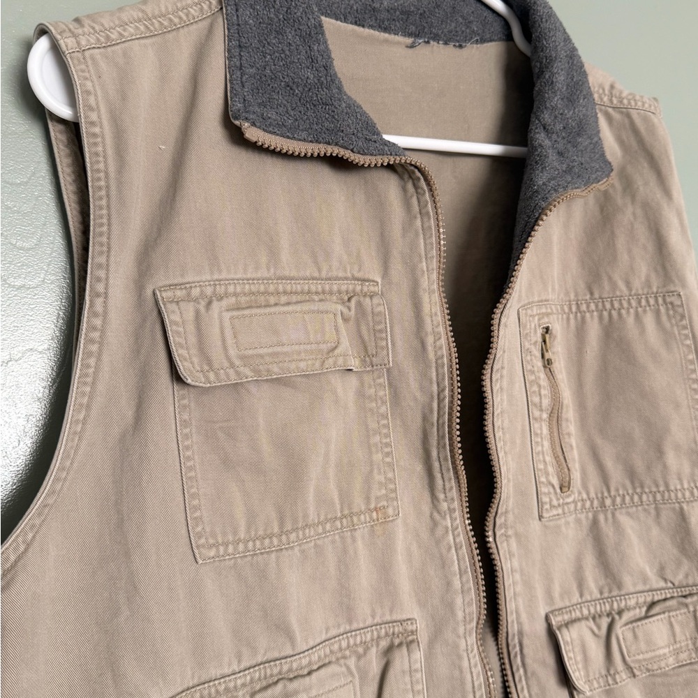 Tan Utility Vest with Gray Collar